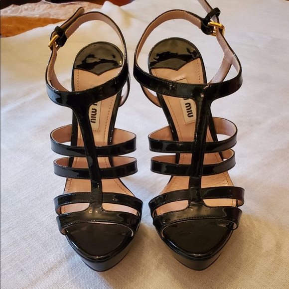 MIU MIU black patent leather caged platform - Picture 5 of 8